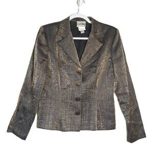 Vtg Joseph Ribkoff Green Metallic 4-Button Blazer 6